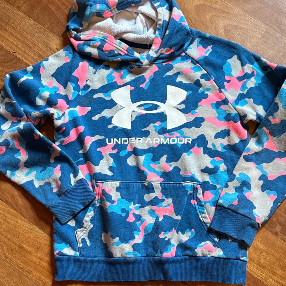 Under Armour Kids Hoodie - Blue, Pink, Cream, and Gray Camo